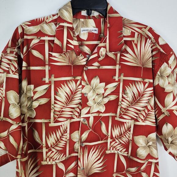 Pierre Cardin Shirt Mens Hawaiian Tropical Button Up Cotton Short Sleeve Size XL - Picture 3 of 11